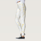 Grijs wit goud folie marmeren patroon leggings (Links)