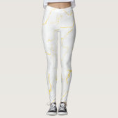 Grijs wit goud folie marmeren patroon leggings (Voorkant)