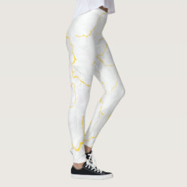 Grijs wit goud folie marmeren patroon leggings