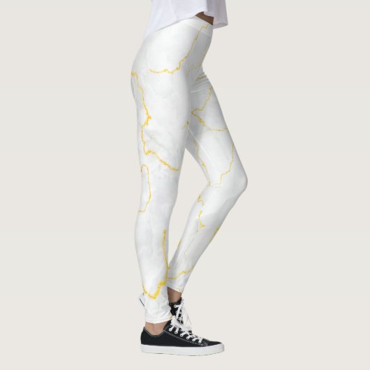 Grijs wit goud folie marmeren patroon leggings (Rechts)