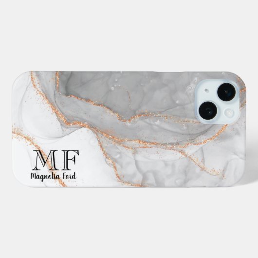 Grijs Wit Goud Glitter Marmer  Case-Mate iPhone Case (Achterkant (horizontaal))