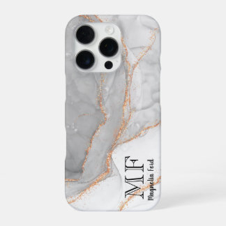 Grijs Wit Goud Glitter Marmer  iPhone 16 Pro Hoesje