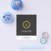 Grijs Wit & Gouden Schaar Kapsalon Logo Flyer (Enkel)