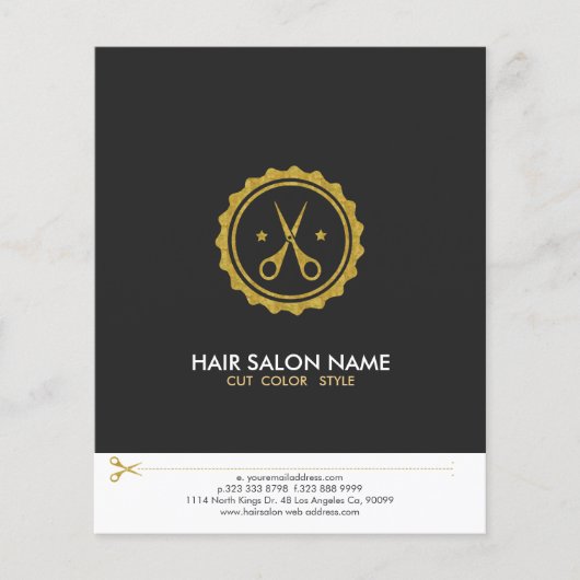 Grijs Wit & Gouden Schaar Kapsalon Logo Flyer (Voorkant)