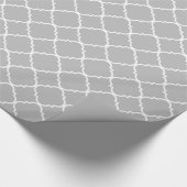 Grijs Wit Groot Quatrefoil Patroon Cadeaupapier (Hoek)