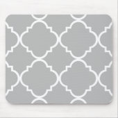 Grijs Wit Groot Quatrefoil Patroon Muismat (Voorkant)