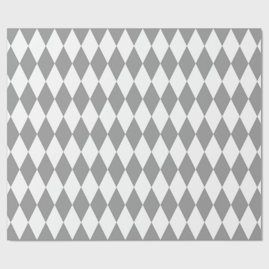 Grijs Wit Harlequin Diamonds Patroon Design Cadeaupapier (Vlak)