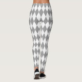 Grijs Wit Harlequin Diamonds Patroon Design Leggings (Achterkant)