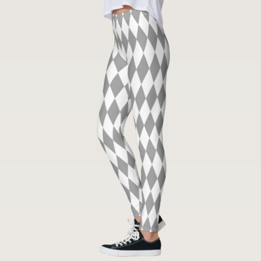 Grijs Wit Harlequin Diamonds Patroon Design Leggings