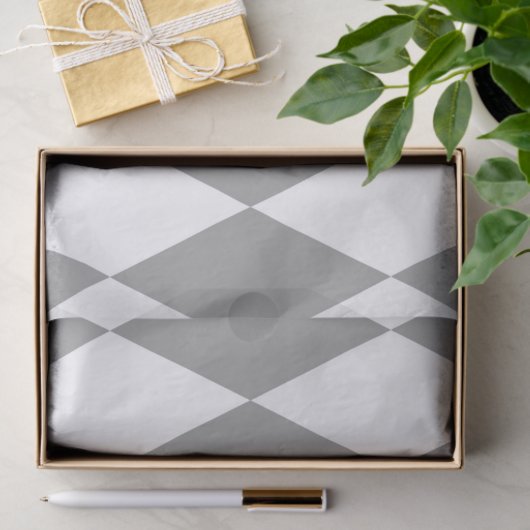 Grijs Wit Harlequin Diamonds Patroon Design Tissuepapier (Geschenk)