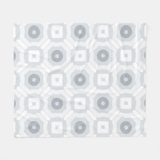 Grijs Wit Hexagon Cirkel Scandinavisch Patroon Fleece Deken (Voorkant (Horizontaal))