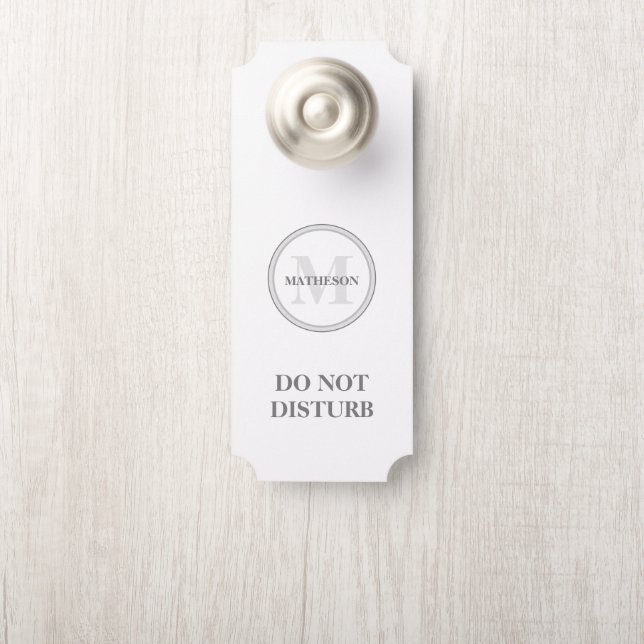 Grijs wit Hotel Gast niet storen Monogram Deurhanger (Op knop)