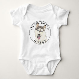 Grijs & Wit Husky Dog Big Sister Romper