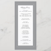 Grijs & Wit Huwelijksdienst Ceremonie Elegant Programmakaart (Achterkant)
