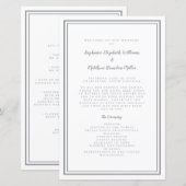 Grijs & Wit Huwelijksscript Chic Ceremonie Program (Voorkant / Achterkant)