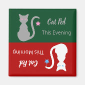 Grijs/Wit Kat Gevoed Herinneringsmagneet Magneet (Voorkant)