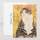  grijs wit kattenportret feestdagenkaart (Voorkant / Achterkant)