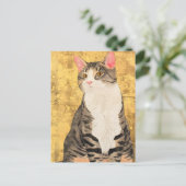  grijs wit kattenportret feestdagenkaart (Staand voorkant)