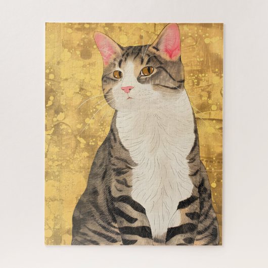 grijs wit kattenportret legpuzzel (Verticaal)
