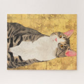 grijs wit kattenportret legpuzzel (Horizontaal)