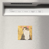  grijs wit kattenportret magneet (Insitu (Vaatwasser))