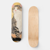 grijs wit kattenportret persoonlijk skateboard (Voorkant)