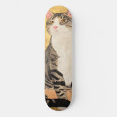 grijs wit kattenportret persoonlijk skateboard (Voorkant)