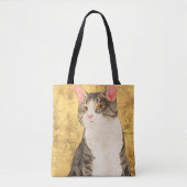 grijs wit kattenportret tote bag (Voorkant)