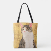 grijs wit kattenportret tote bag (Achterkant)