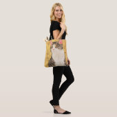 grijs wit kattenportret tote bag (Op model)