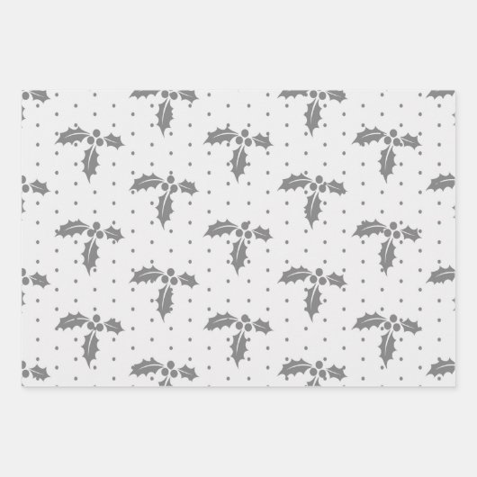 Grijs & Wit Kerst Verpakkingsdocument Inpakpapier Vel (Voorkant 3)