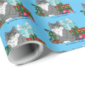 Grijs Wit Kerstmiskitten Cadeaupapier (Rol Hoek)