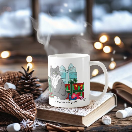 Grijs Wit Kerstmiskitten Koffiemok