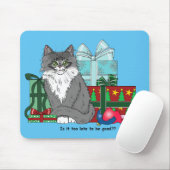 Grijs Wit Kerstmiskitten Muismat (Met muis)