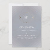 grijs wit klassiek deco goudmonogram foto save the date (Voorkant)