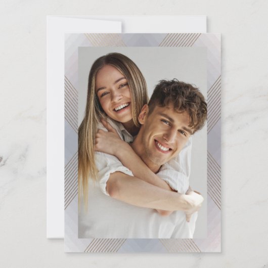 grijs wit klassiek deco goudmonogram foto save the date (Achterkant)