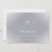 grijs wit klassiek deco goudmonogram foto save the date (Voorkant)