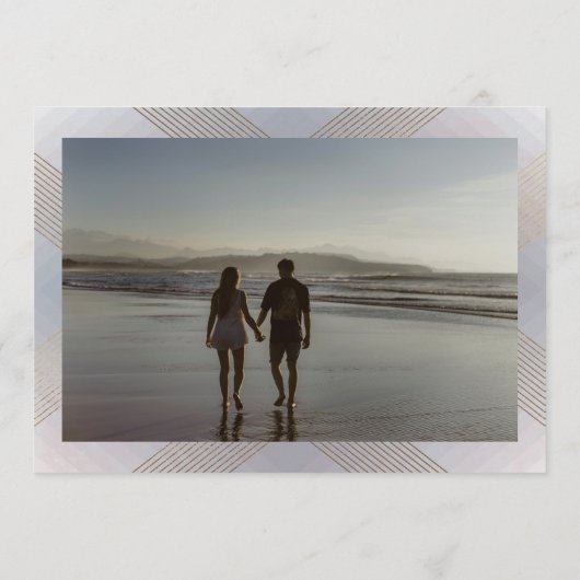 grijs wit klassiek deco goudmonogram foto save the date (Achterkant)