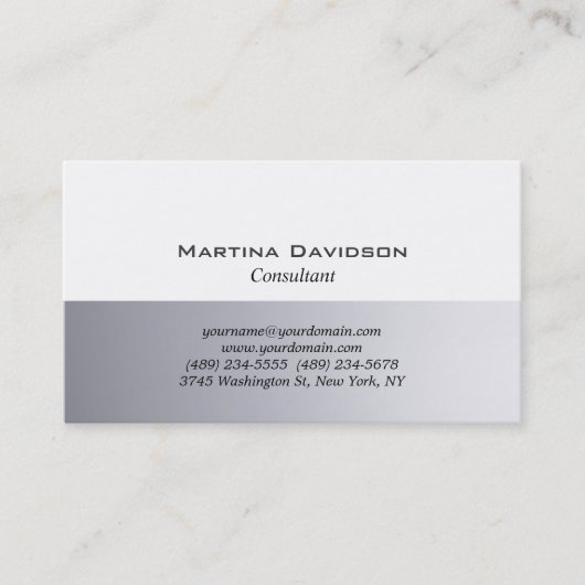 Grijs-wit Klassiek Klein Creatief Visitekaartje (Voorkant)