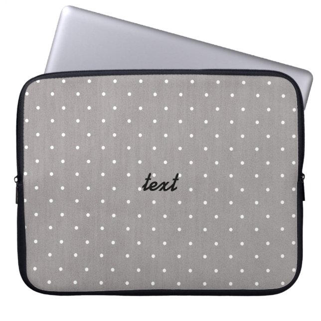 Grijs & Wit Kleine Stippen Modern Chic Laptop Sleeve (Voorkant)