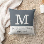 Grijs wit kleurenblok Omkeerbare familiemonogram Kussen (Deken)
