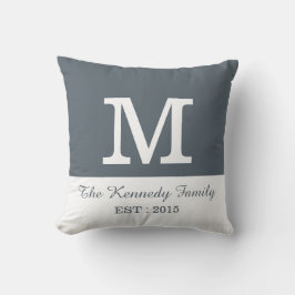 Grijs wit kleurenblok Omkeerbare familiemonogram Kussen