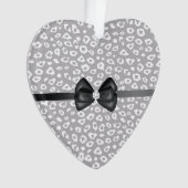 Grijs Wit Luipaard Lint Boog Diamant Ornament (voorkant)