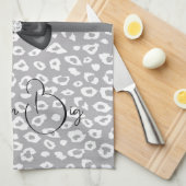 Grijs Wit Luipaard Lint Boog Diamant Theedoek (Quarter Fold)