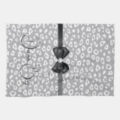 Grijs Wit Luipaard Lint Boog Diamant Theedoek (Horizontaal)