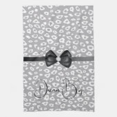 Grijs Wit Luipaard Lint Boog Diamant Theedoek (Verticaal)