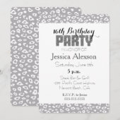 Grijs Wit Luipaard Print 16e Verjaardag Kaart (Voorkant / Achterkant)