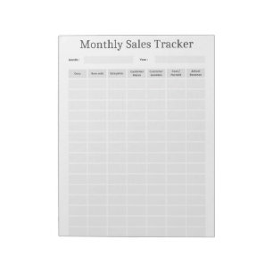 Grijs & Wit Maandelijkse Verkoop Tracker Verkoopdo Notitieblok