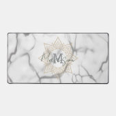 Grijs & Wit Marmer Effect Goud Mandala Monogram Bureaumat (Voorkant)