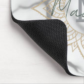 Grijs & Wit Marmer Effect Goud Mandala Monogram Muismat (Hoek)